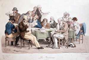 Männer lesen Zeitungen - Gravur von Louis Boilly mit dem Titel Les journaux von Louis Leopold Boilly