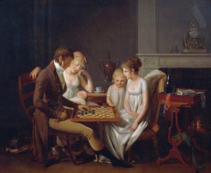 Gemälde eines Familienspiels Dame, ca. 1803, von Louis Léopold Boilly, Öl auf Leinwand, Frankreich