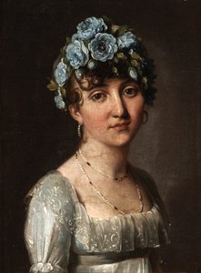 Porträt der Baronin Mesgrigny, geborene Berthelot de Rambuteau (Porträt einer jungen Frau mit blauen Blumen) von Louis Leopold Boilly