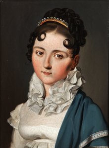 Porträt einer jungen Frau mit einem grünen Schal von Louis Leopold Boilly