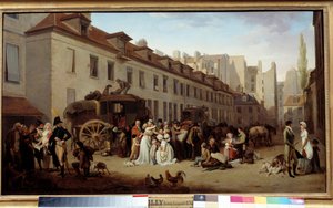Die Ankunft einer Postkutsche im Hof der Messageries. Gemälde von Louis Léopold Boilly (1761-1845). 1803