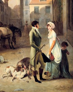 Die Ankunft einer Postkutsche am Endpunkt (Detail) von Louis Leopold Boilly