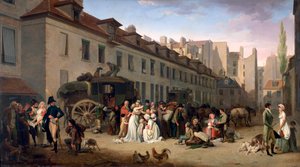 Die Ankunft einer Postkutsche am Endpunkt, rue Notre-Dame-des-Victoires, Paris, 1803, 1803-1845 von Louis Leopold Boilly