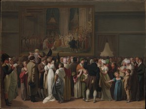 Die Öffentlichkeit betrachtet Davids "Krönung" im Louvre von Louis Leopold Boilly