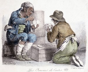 Die Kartenspieler, Gravur von L. Boilly, um 1820. von Louis Leopold Boilly