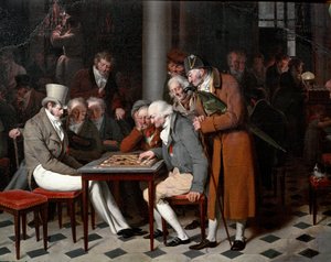 Das Innere eines Cafés sagt „die Damenparty im Café Lamblin“ im Palais Royal in Paris. (Detail) Gemälde von Louis Leopold Boilly (1761-1845), um 1820