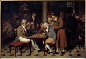 Das Innere eines Cafés, genannt die Damenparty im Café Lamblin im Palais Royal in Paris