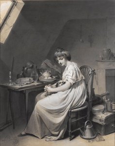 Louis-Léopold Boilly - Junges Mädchen mit ihrem Hund von Louis Leopold Boilly