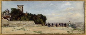 Der Gipfel des Butte Montmartre, mit dem Turm Solférino, um 1870 von Louis Marie Chevalier