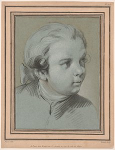 Kopf eines Jungen, dreiviertel nach rechts gedreht