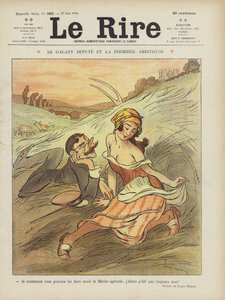 Der galante Abgeordnete und das ehrgeizige Bauernmädchen. Illustration für Le Rire von Louis Morin
