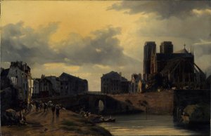 Der Chor von Notre-Dame und die Hôtel-Dieu-Brücke von Louis Nicolas Matout