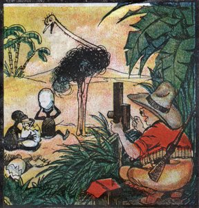 Nestor Fenleroc, europäischer Kolonist fotografiert einen Strauß in Afrika. 1923