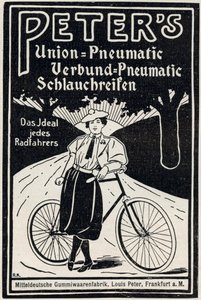 Werbung für Peters pneumatische Fahrradreifen von Louis Peter