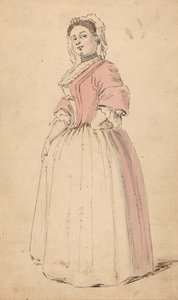 Eine junge Frau in einem rosa Kleid