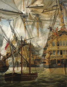 HMS Cumberland kämpft gegen Le Lys und La Gloire von Louis Philippe Crepin