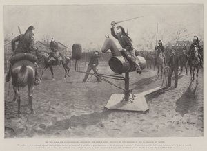 Das neue Pferd für das Schwerttraining, angenommen von der französischen Armee, Übung durch die Soldaten der 3. Drachen in Nantes