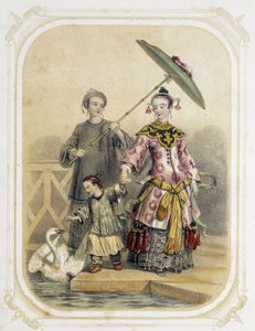Familie spaziert in China - in „Album du jeune voyageur“, illustriert von Louis Lassalle von Louis Simon Lassalle