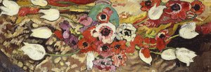 Anemonen und Weiße Tulpen