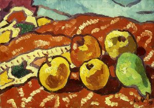 Äpfel und Draperie