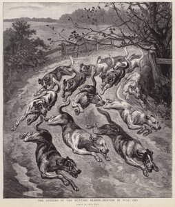 Hunde in vollem Lauf zu Beginn der Jagdsaison von Louis Wain