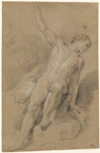Männlicher Akt, auf Felsen sitzend von Louis de Boullogne the Younger