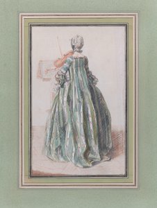 Frau, die Geige spielt, von hinten gesehen, ca. 1758-59 von Louis de Carmontelle
