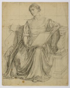 Ohne Titel (Sitzende drapierte weibliche allegorische Figur) von Louise Cox