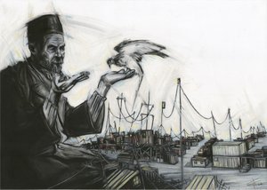 Alter Mann und Falke von Lourens Joubert