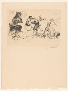 Satyrn, eine Nymphe, ein Faun und eine Schweineherde von Lovis Corinth (signed by artist)