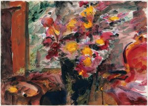 Blumenvase auf einem Tisch von Lovis Corinth