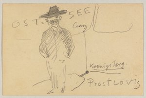 Lovis Corinth an Carl Strathmann: Postkarte, Poststempel 10. April 1903 von Lovis Corinth