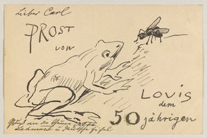 Lovis Corinth an Carl Strathmann: Postkarte, Poststempel 12. August 1908 von Lovis Corinth
