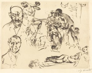 Skizzen von Männern, einschließlich Max Liebermann