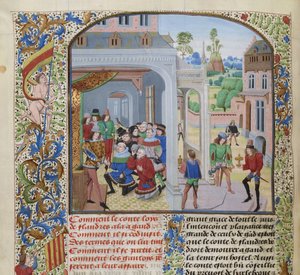 Huldigung von Ludwig II. von Male durch eine Deputation von Gent, ca. 1470-1475 von Loyset Liedet
