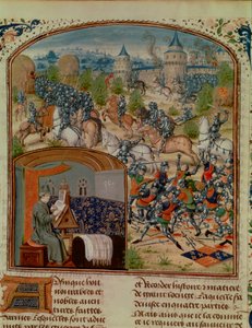 Der Hundertjährige Krieg, Miniatur aus einer 15. Jahrhundert Kopie von Froissarts Chronik von Frankreich, 15. Jahrhundert von Loyset Liedet