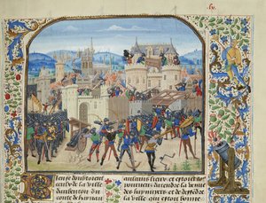 Wilhelm II., Graf von Hennegau, nimmt und zerstört Aubenton, 1340, ca. 1470-1475 von Loyset Liedet