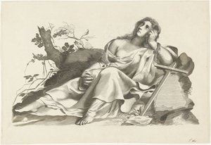 Personifikation der Hoffnung, sitzend mit Kreuz von Lubertus Teunis van Deth