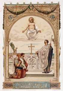Der heilige Martin, Evangelisierer von Gallien unter dem Auge Christi - Chromolithographie nach einem Gemälde von Merson