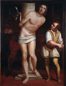 Christus an der Säule oder die Geißelung. Gemälde von Luca Cambiaso (1527-1585) von Luca Cambiaso