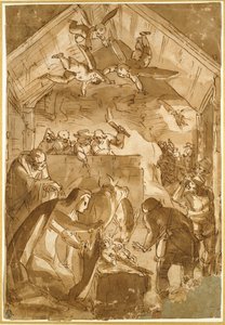 Die Geburt Christi, Mitte des 16. Jahrhunderts von Luca Cambiaso