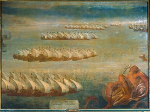 Die Seeschlacht von Lepanto 1571, in der die Kaiserliche Flotte unter Don Juan d