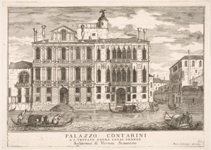 Ansicht des Contarini-Palastes in Campo San Trovaso, Venedig, 1703, aus The build..., 1703
