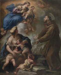 Die Jungfrau mit dem Kind erscheint dem heiligen Franz von Assisi von Luca Giordano