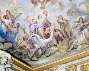 Gerechtigkeit, Detail des Freskenzyklus im Spiegelsaal von Luca Giordano, Palazzo Medici Riccardi, Florenz von Luca Giordano
