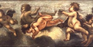 Putti beim Spielen (zentraler Ausschnitt) von Luca Giordano