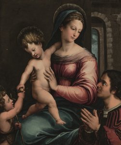 Die Madonna und das Kind mit dem kleinen Johannes dem Täufer und einem Stifter