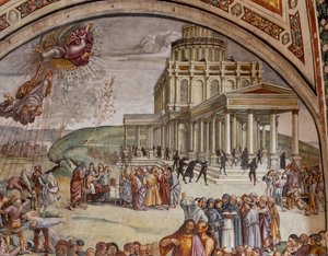 Predigt und die Taten des Antichristen (Detail) von Luca Signorelli