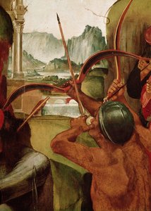 Das Martyrium des heiligen Sebastian, Detail eines Bogenschützen (Detail)