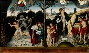 Allegorie von Gesetz und Gnade, nach 1529 von Lucas Cranach the Elder
